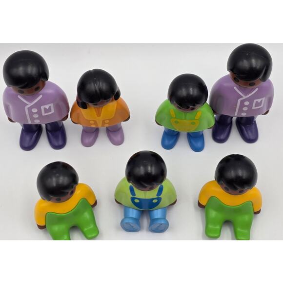 Vintage Playmobil 123 African American 7 Figures Dads Kids Babies 1990 Geobra - Picture 3 of 6